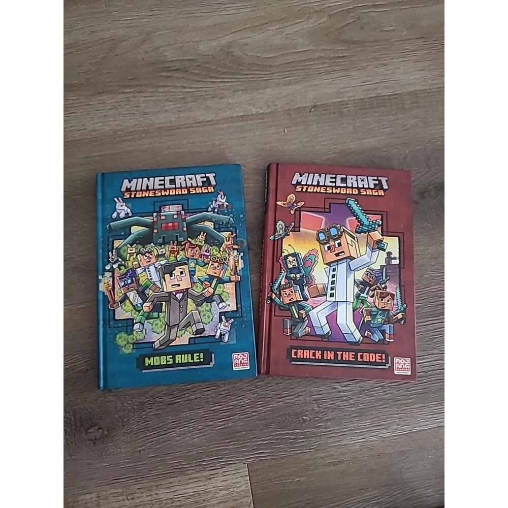 Bundle Of 2 Minecraft Books Stonesword Saga Hardback Mobs Rule Crack In The Code